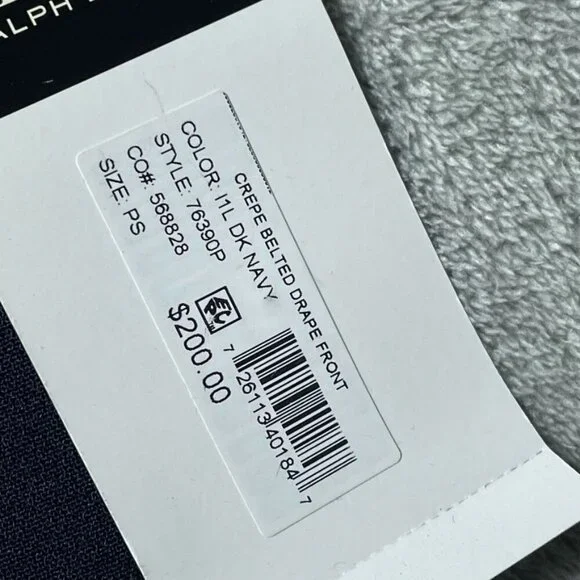 Lauren Ralph Lauren Crepe Belted Drape Front Jacket Navy PS New a1643 - Picture 2 of 9